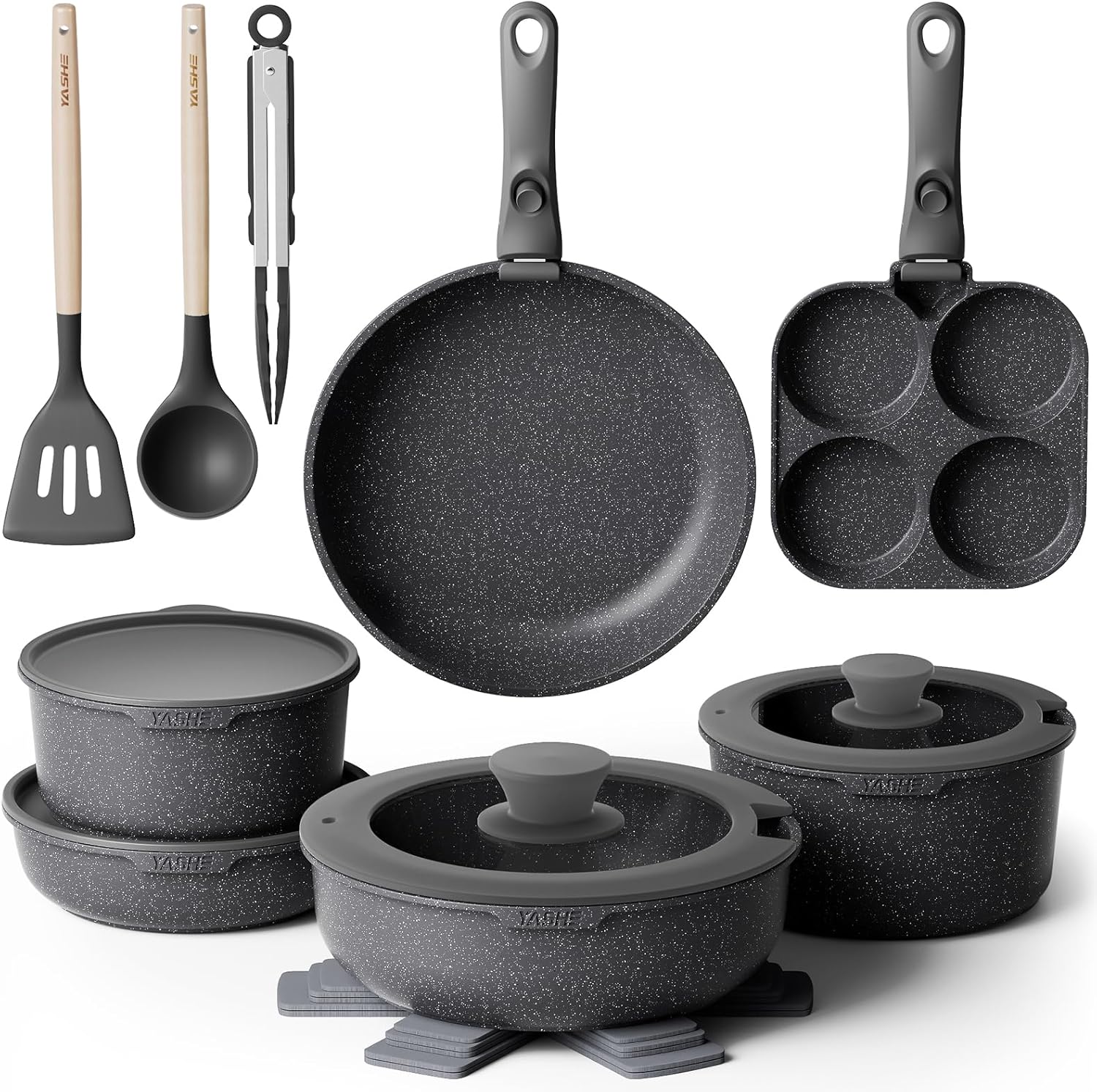 La Batterie de Cuisine YASHE : Le Must-Have Antiadhésif pour Familles Heureuses!