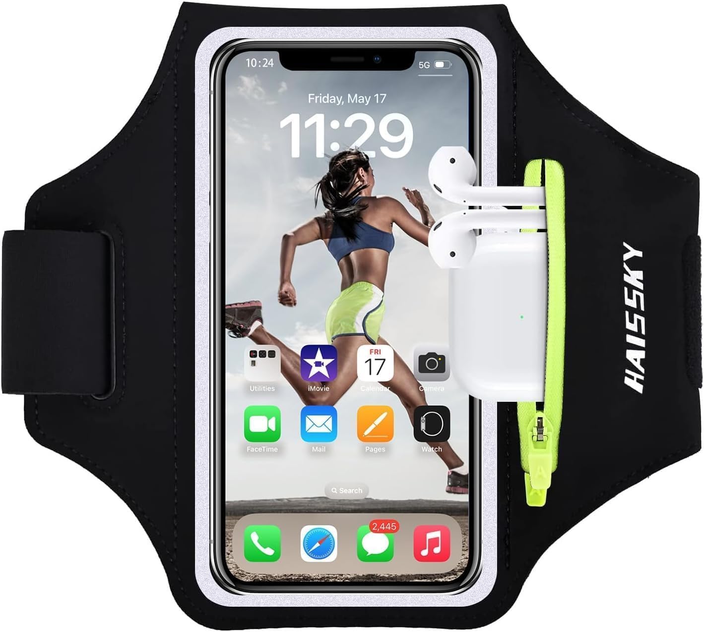 Le Brassard Sport Ultime : Gardez Vos Airpods et Clés en Sécurité Pendant le Jogging!